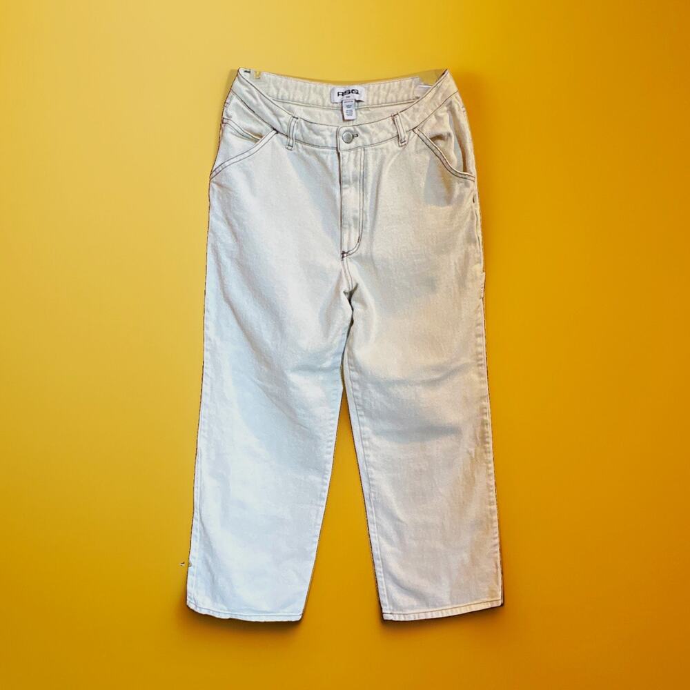 RSQ Women’s White Light Wash Mid Rise Relaxed Straight Leg 5-Pocket Jeans L
